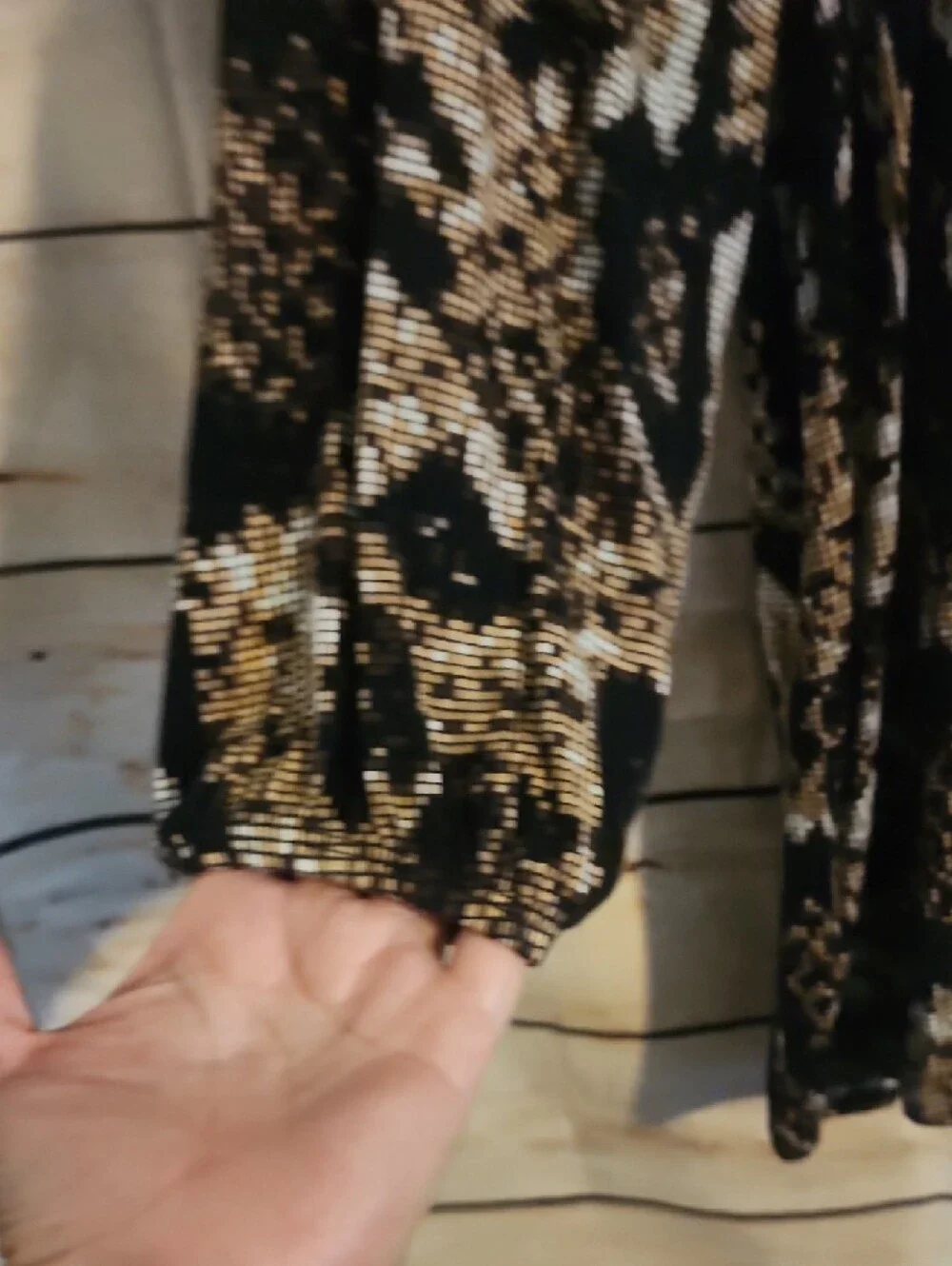 Michael Kors Black and Brown Snake-Print Long Sleeve Top